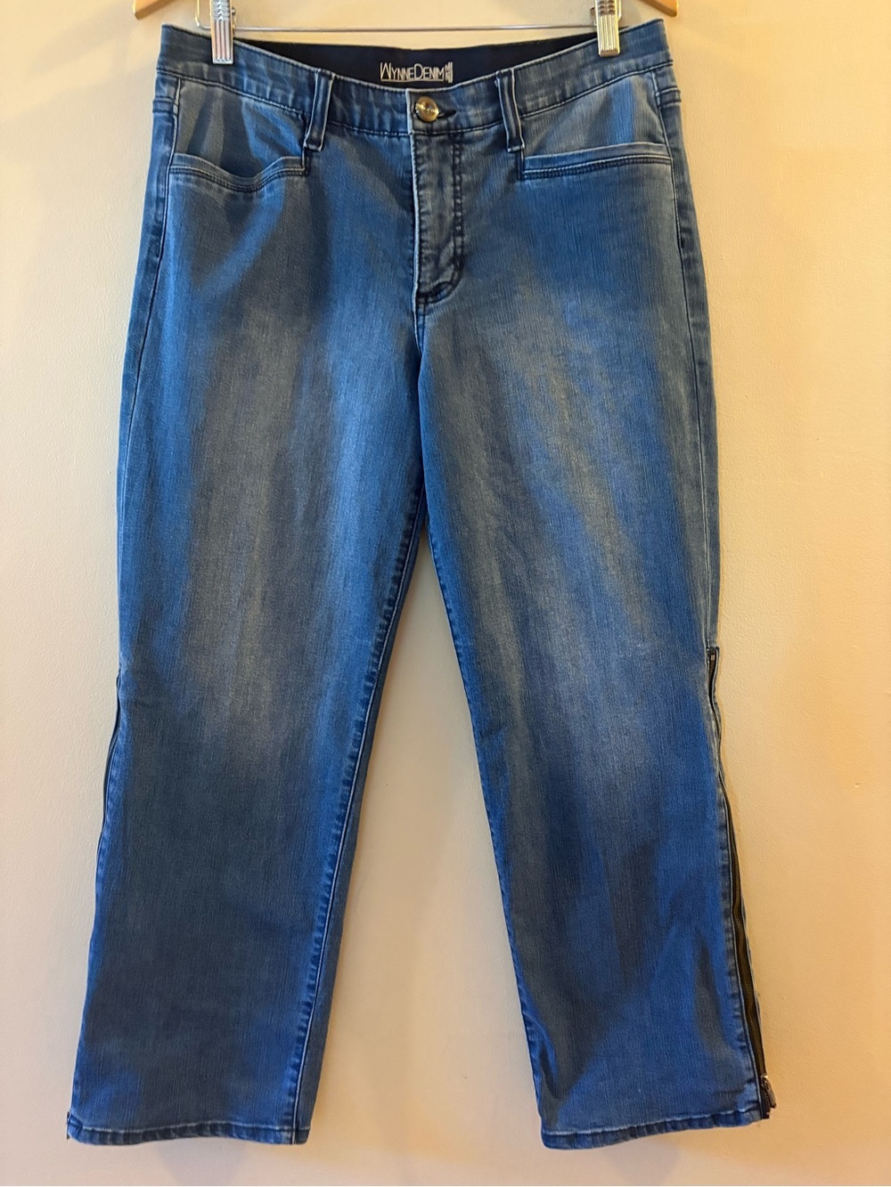 Wynne Denim Medium Wash Cropped/Petite, Zip straight/flair Jeans, women’s Sz 12P